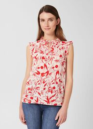 Luma Printed sleeveless Top , Ivory Red, hi-res