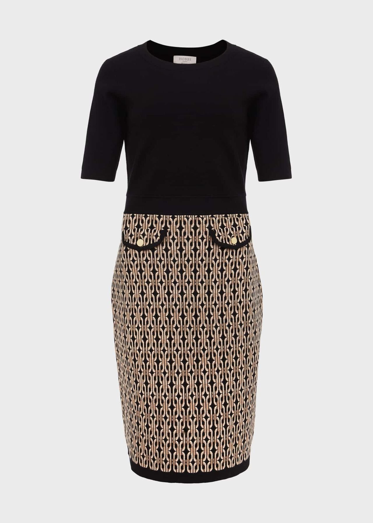 Perrie Knitted Dress, Black Camel, hi-res