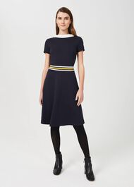 Betsy Jersey Fit And Flare Dress, Navy Ivory, hi-res