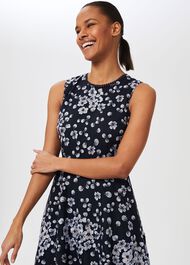 Lilith Embroidered Floral Dress, Navy Blue, hi-res