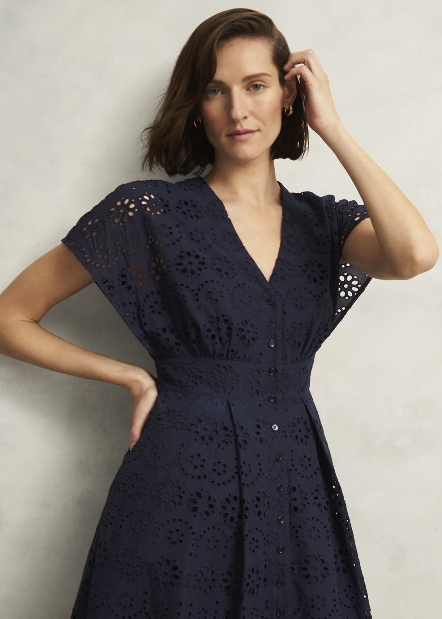Morrab Cotton Broderie Dress | Hobbs US |