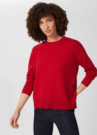 Elle Button Jumper with Cashmere, Hobbs Red, hi-res