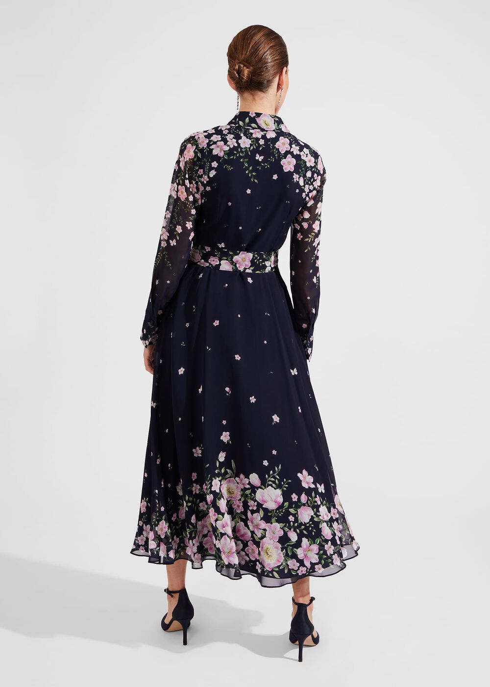 Petite Juliet Floral Silk Dress, Navy Multi, hi-res