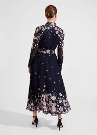 Petite Juliet Floral Silk Dress, Navy Multi, hi-res