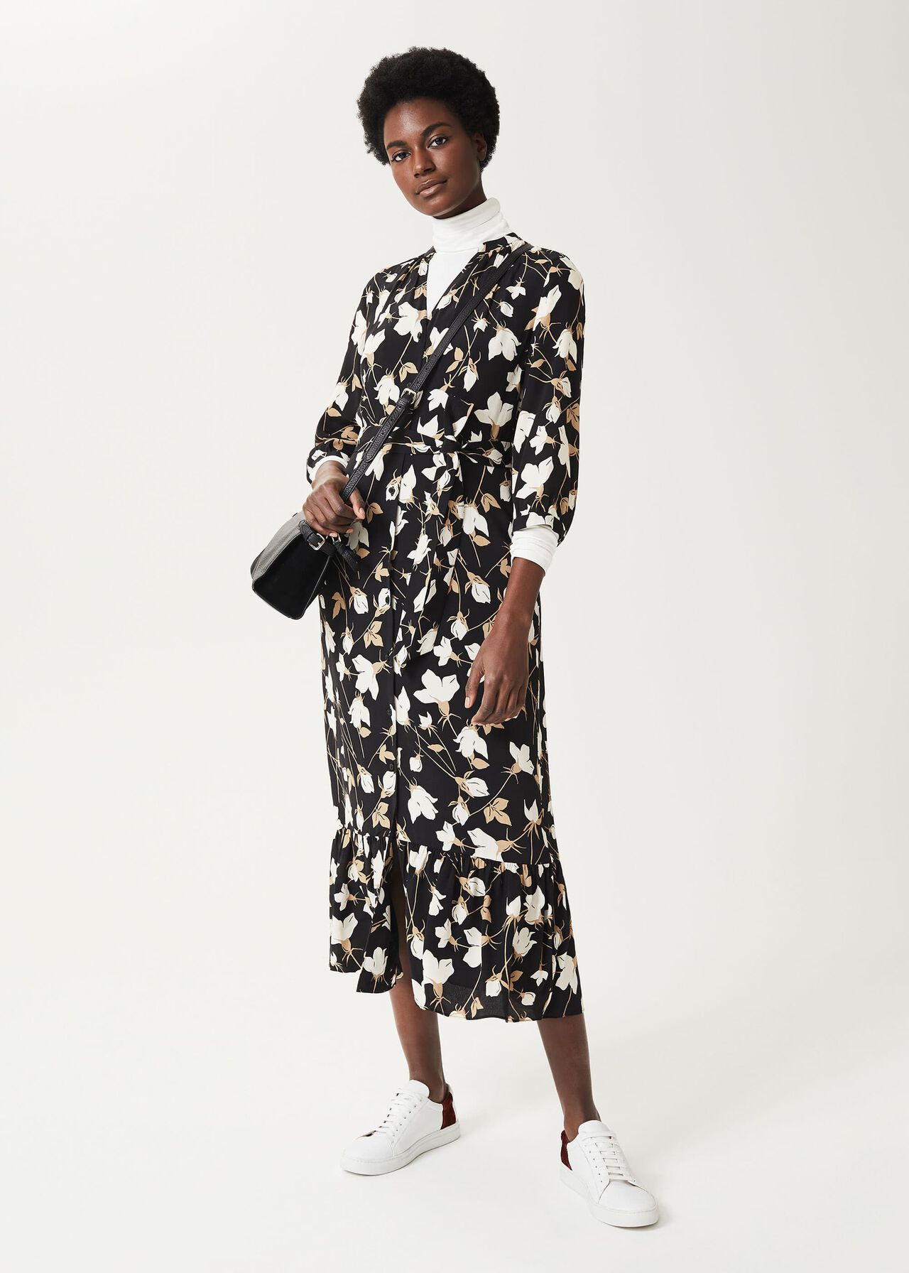 Magda Floral Midi Dress, Black Multi, hi-res