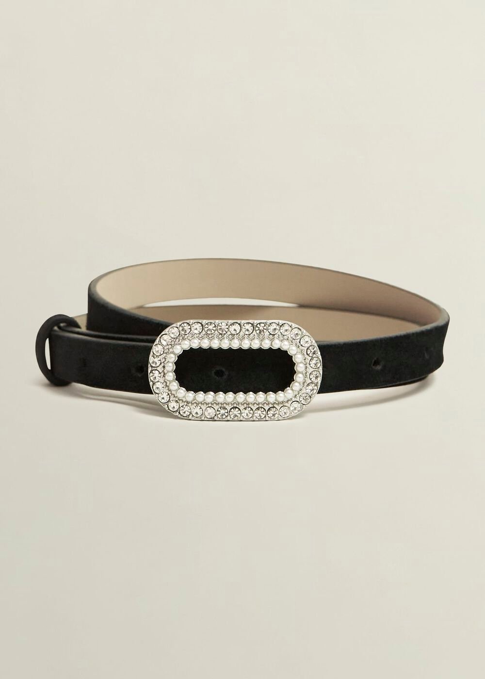 Cathy Jewelled Waist Belt, Black, hi-res