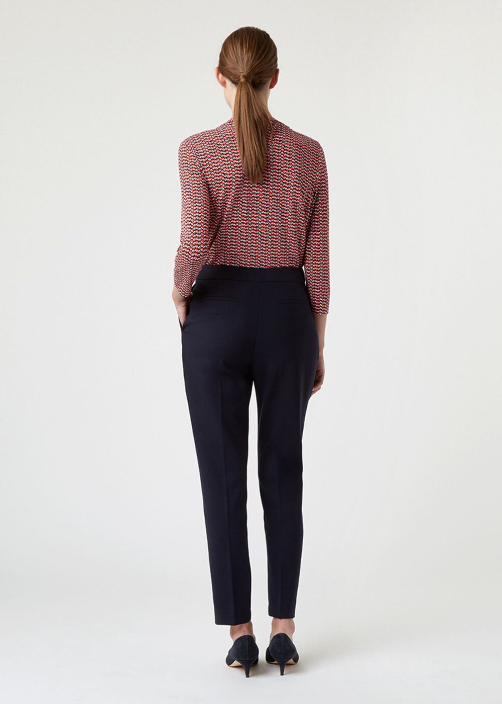 Petite Gael Wool Blend Trouser With Stretch, Navy, hi-res