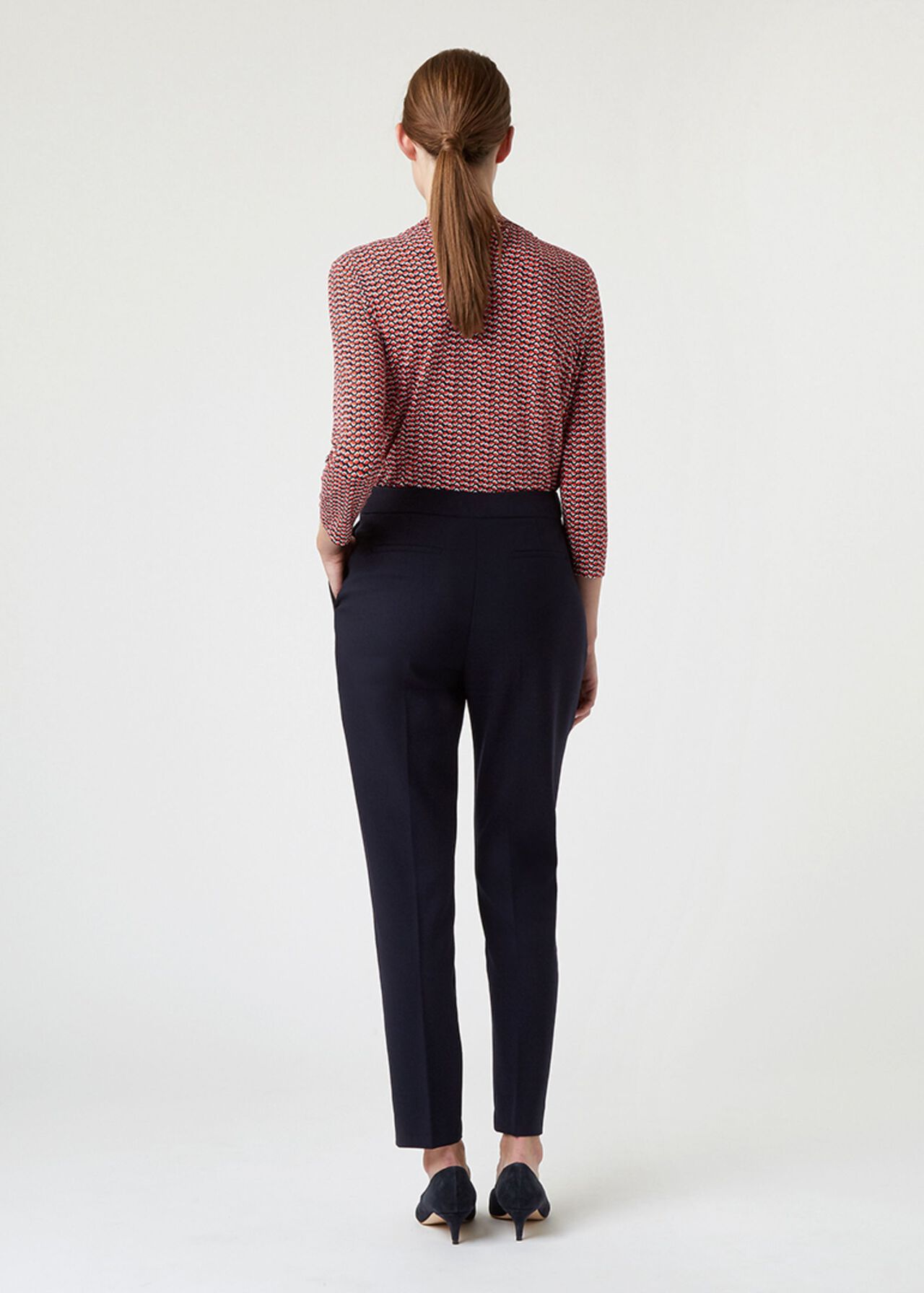 Petite Gael Wool Blend Trouser With Stretch, Navy, hi-res