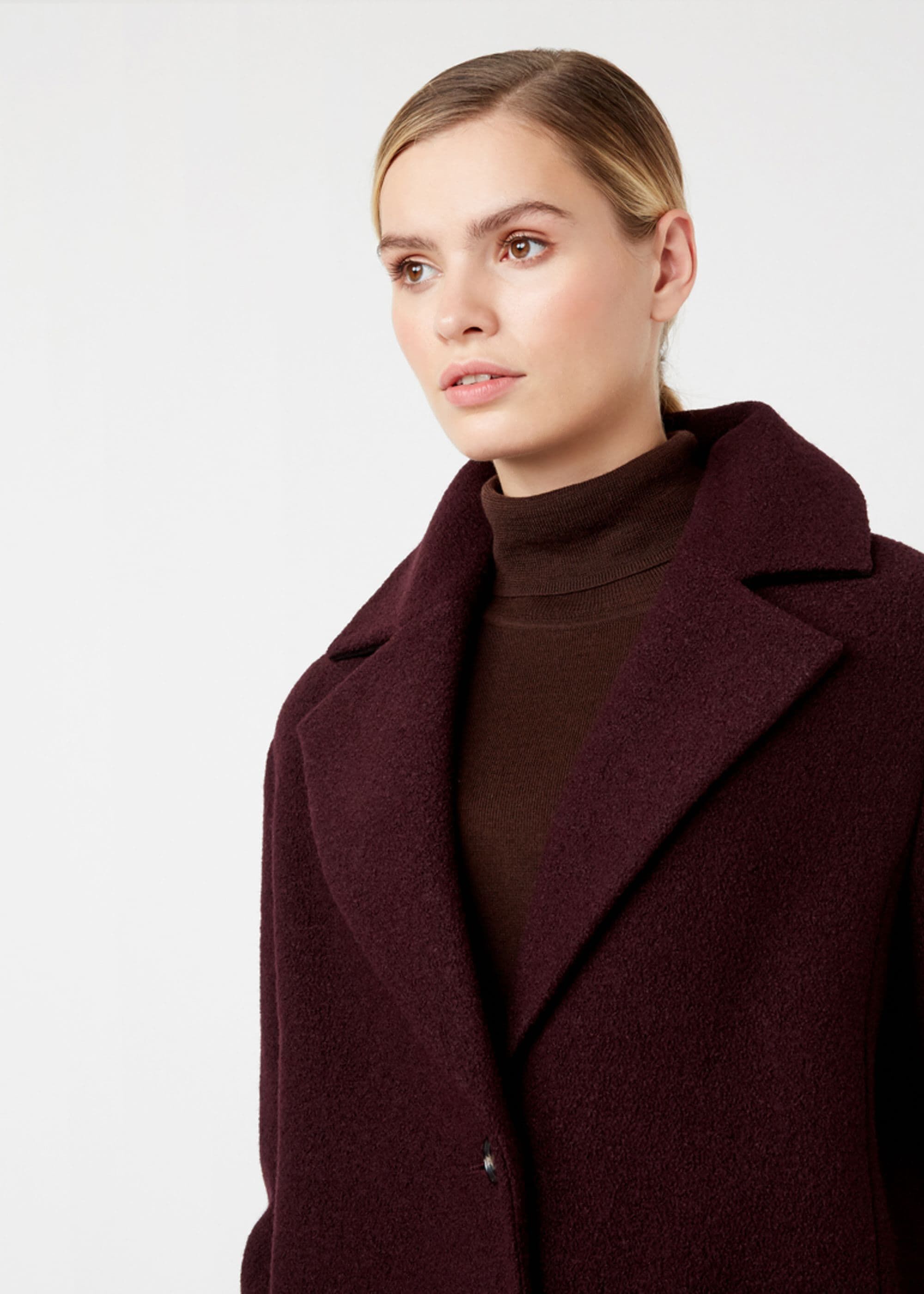 aubergine wool coat