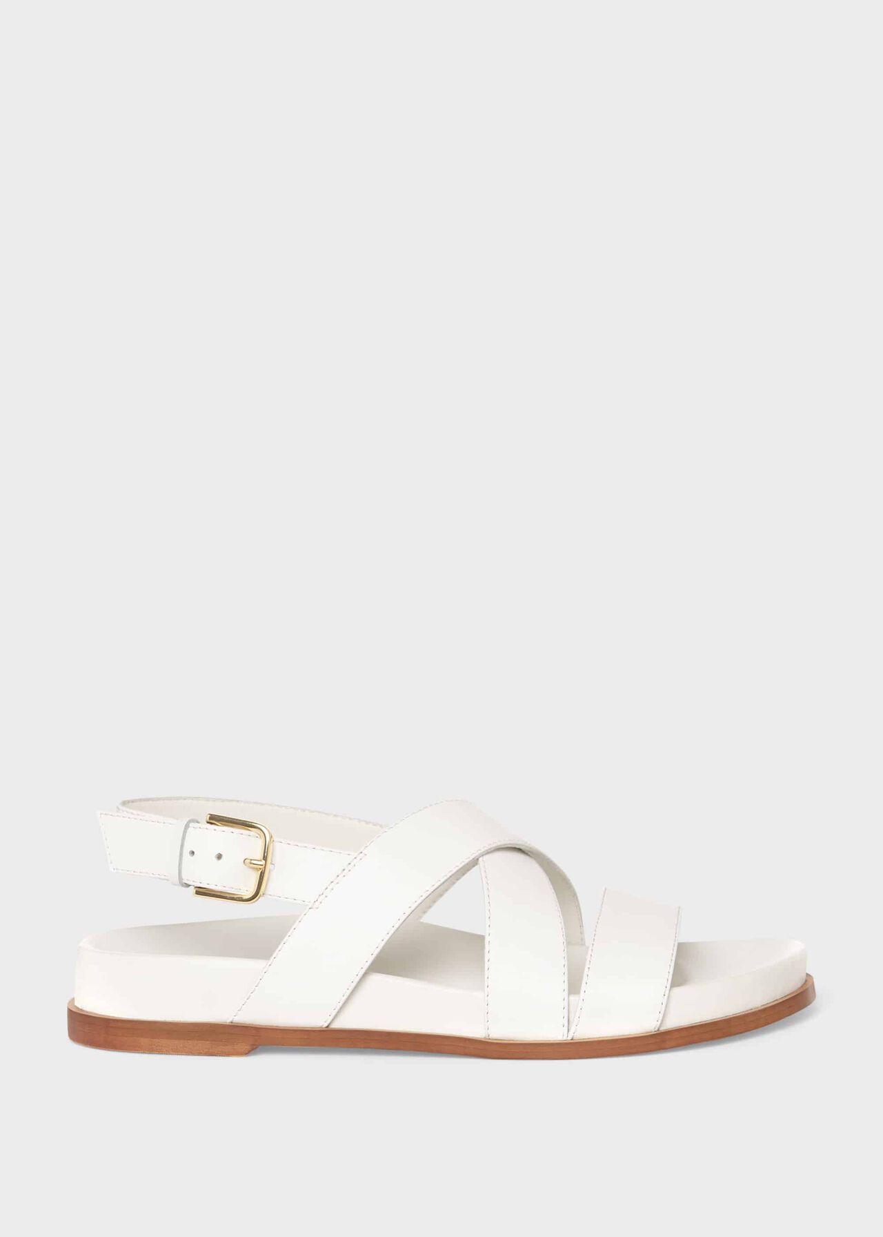 Clementine Leather Sandal, White, hi-res