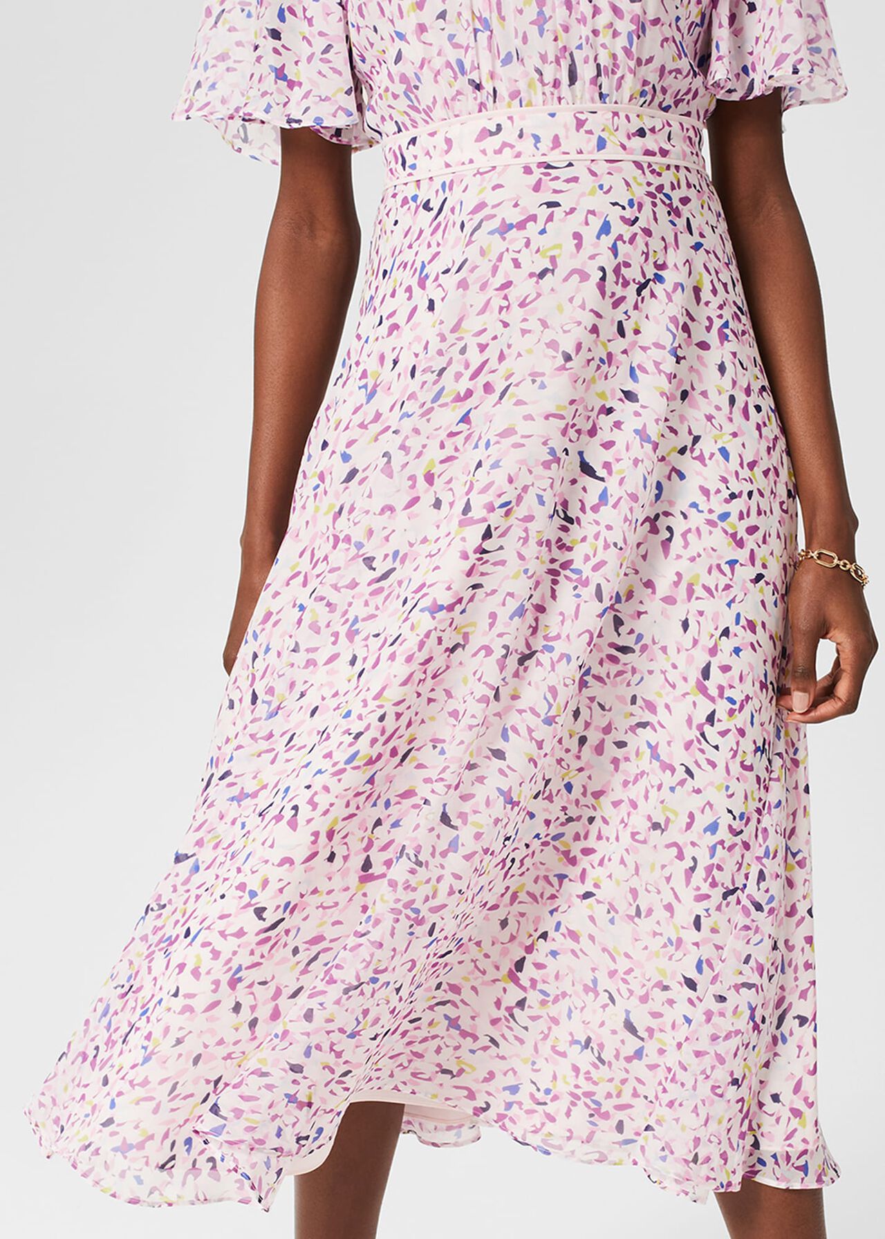 Petite Lisette Silk Dress, Pale Pink Multi, hi-res