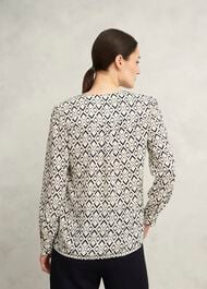 Ava Blouse, Cream Navy, hi-res