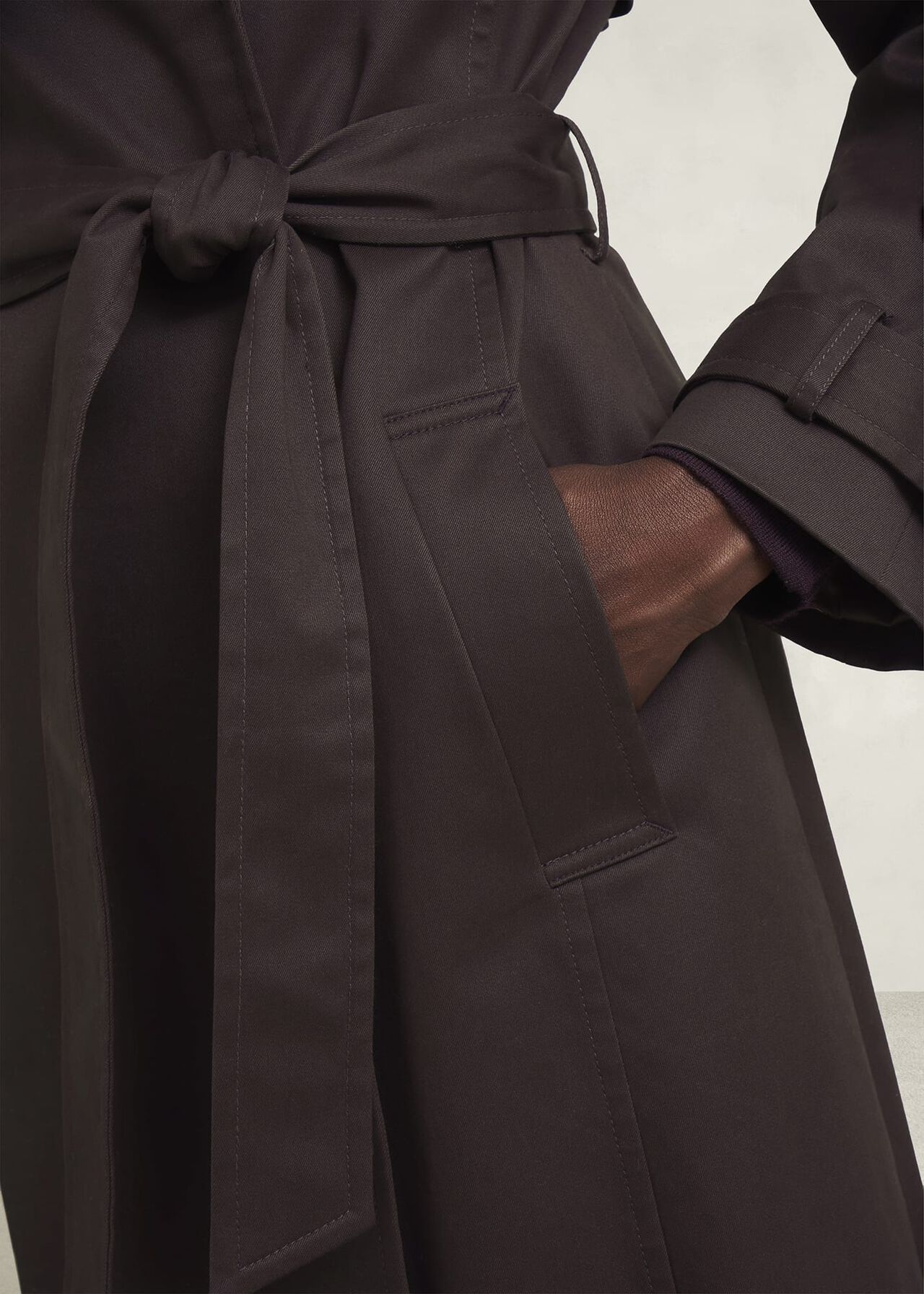 Willow Cotton Trench, Chocolate, hi-res