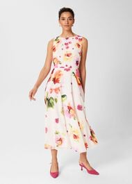 Carly Floral Midi Dress, Ivory Multi, hi-res