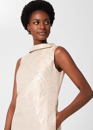 Rosalind Jaquard A Line Dress, Oyster Gold, hi-res