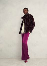 Andrea Faux Fur Coat, Wine, hi-res