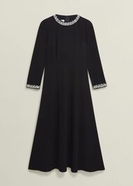 Eugenie Trim Detail Dress, Hobbs Black, hi-res