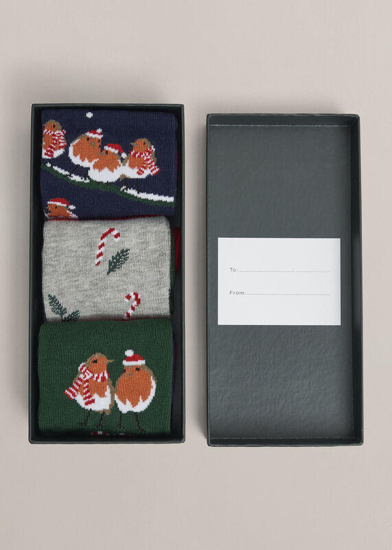 Festive Robin Sock Set