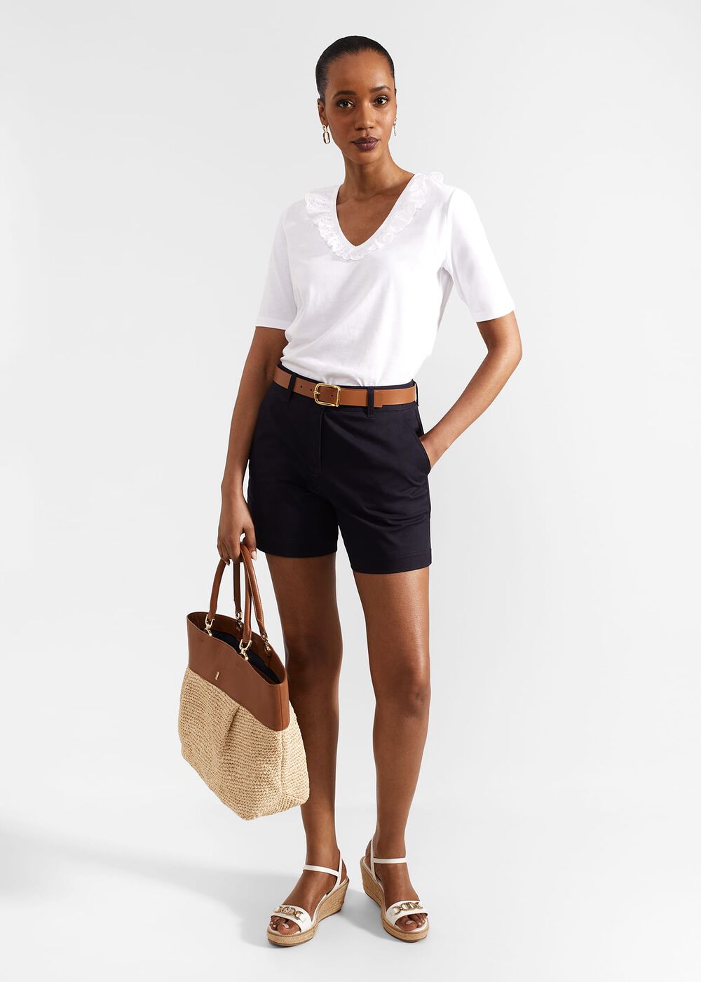 Mariella Cotton Broderie Top , Hobbs White, hi-res