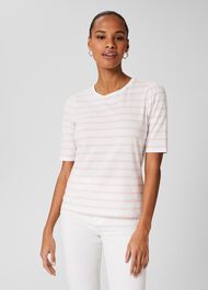 Eva Striped T-Shirt, White Pink, hi-res
