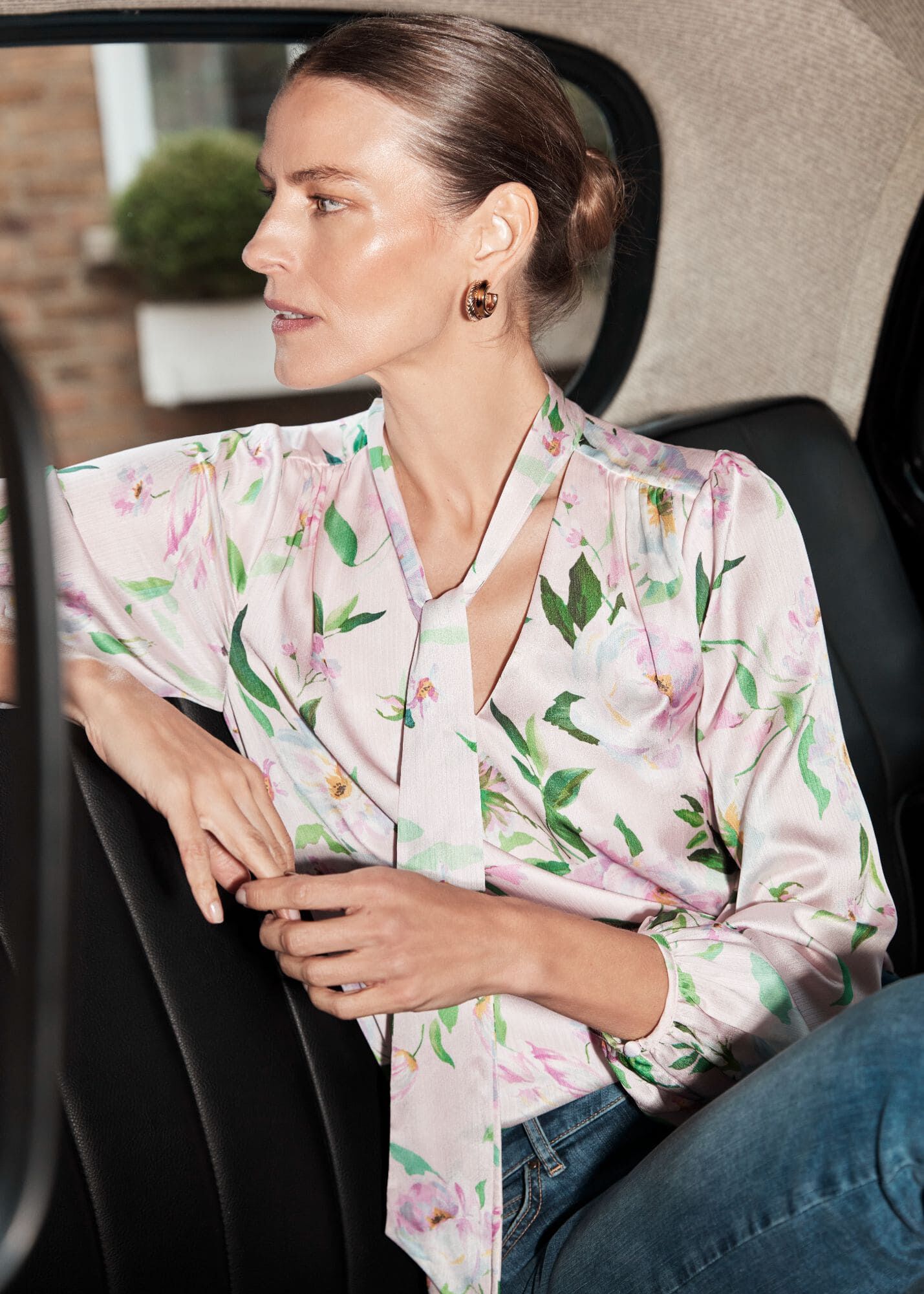 V-Neck Ruffle Trim Blouse | Elie Elie Tahari