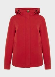 Ceira Water Resistant Coat With Hood, Red, hi-res