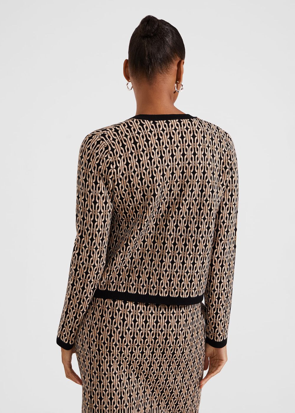 Perrie Knitted Jacket, Black Camel, hi-res