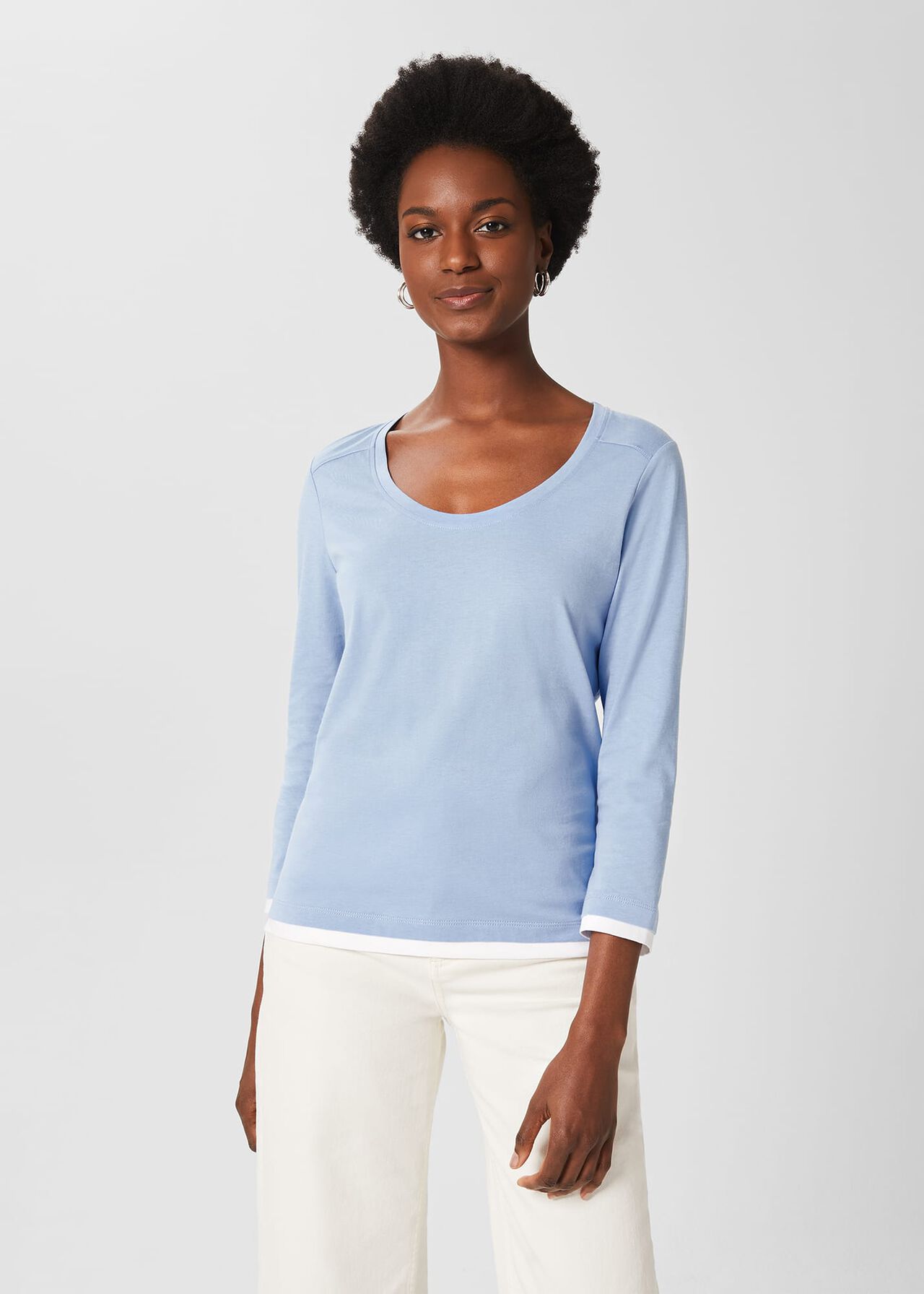 Amelie Scoop Neck Top , Serene Blue, hi-res