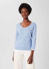 Amelie Scoop Neck Top , Serene Blue, hi-res