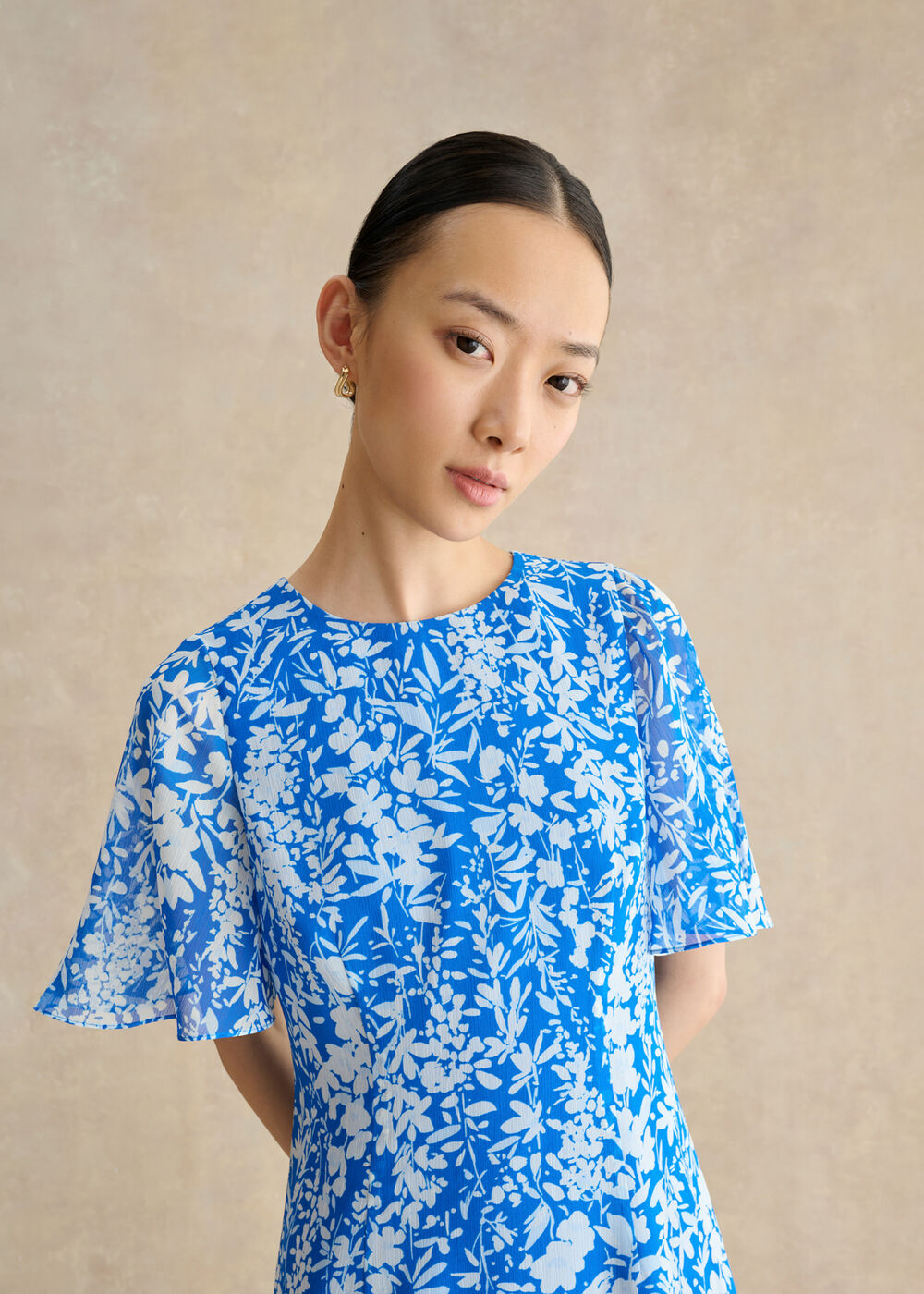 Iona Textured Dress, Blue Ivory, hi-res