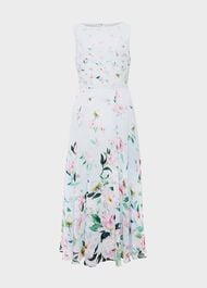 Petite Carly Floral Midi Dress, Pale Blue Multi, hi-res