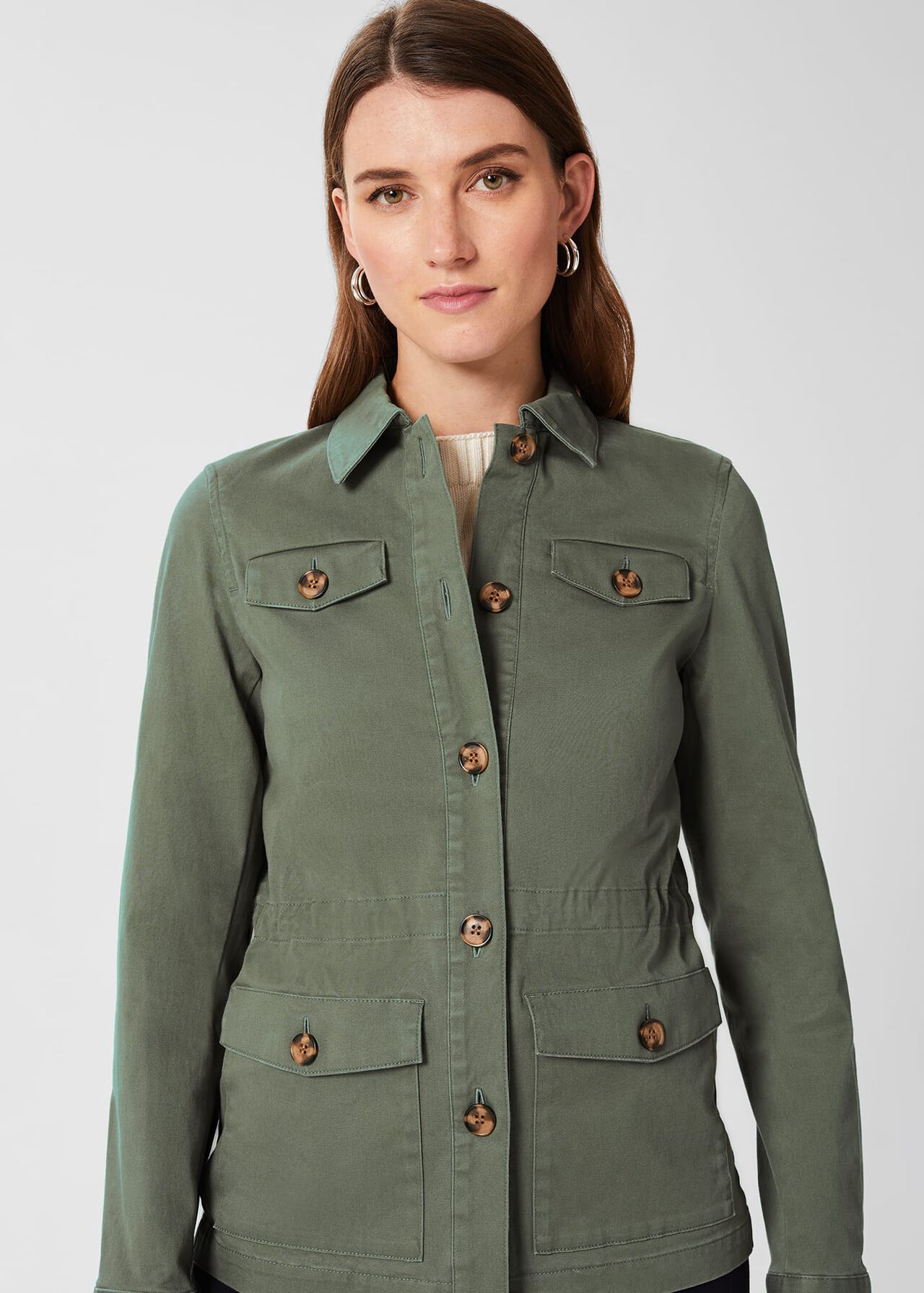 Macy Cotton Blend Jacket, Khaki, hi-res