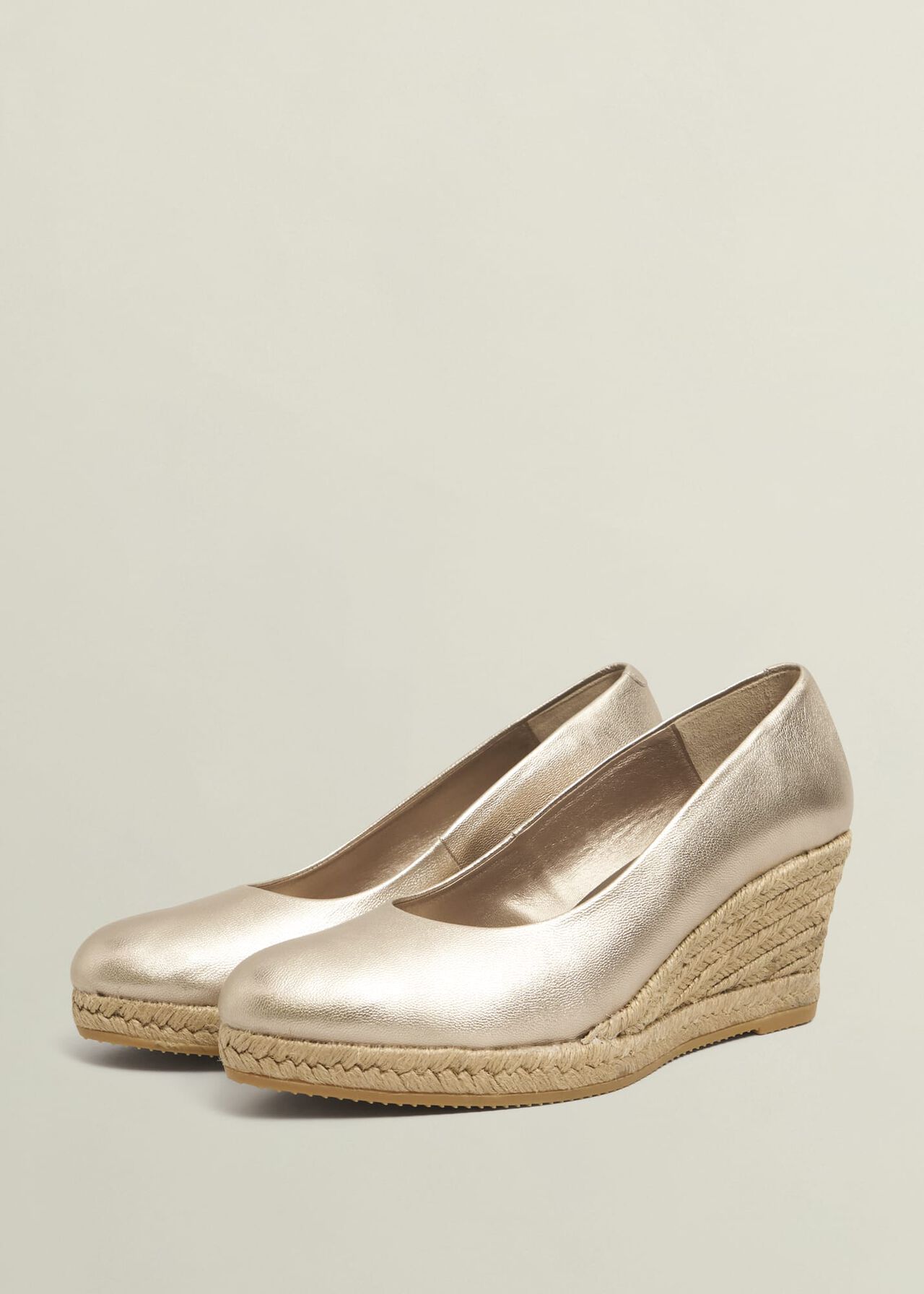 Anna Leather Espadrilles, Pewter, hi-res
