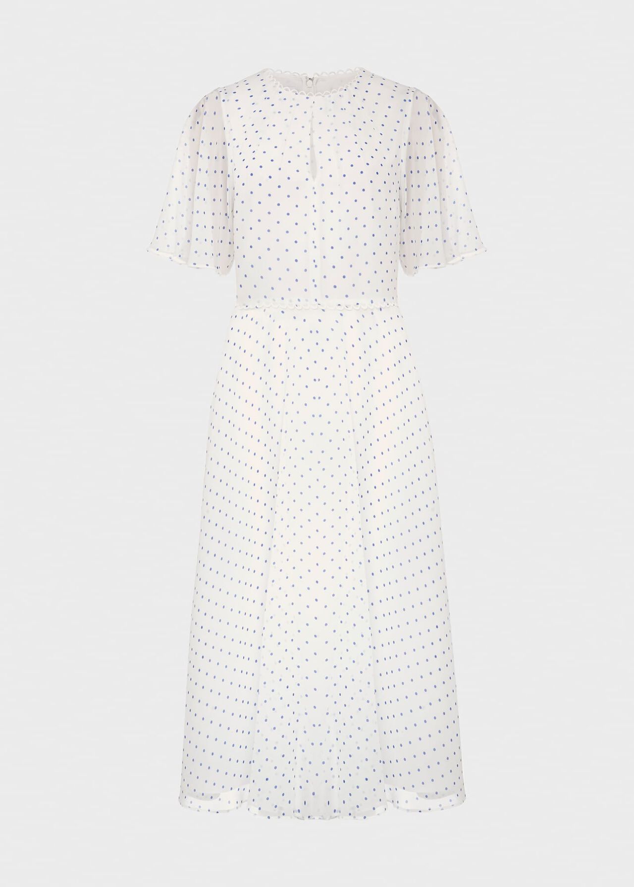 Priya Silk Spot Dress, Ivory Blue, hi-res