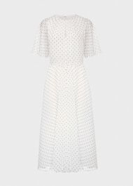 Priya Silk Spot Dress, Ivory Blue, hi-res