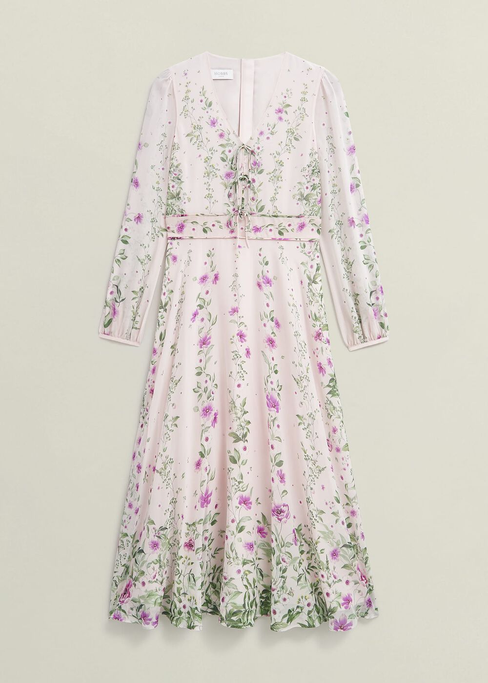 Petite Fay Silk Bow Detail Dress, Pink Multi, hi-res