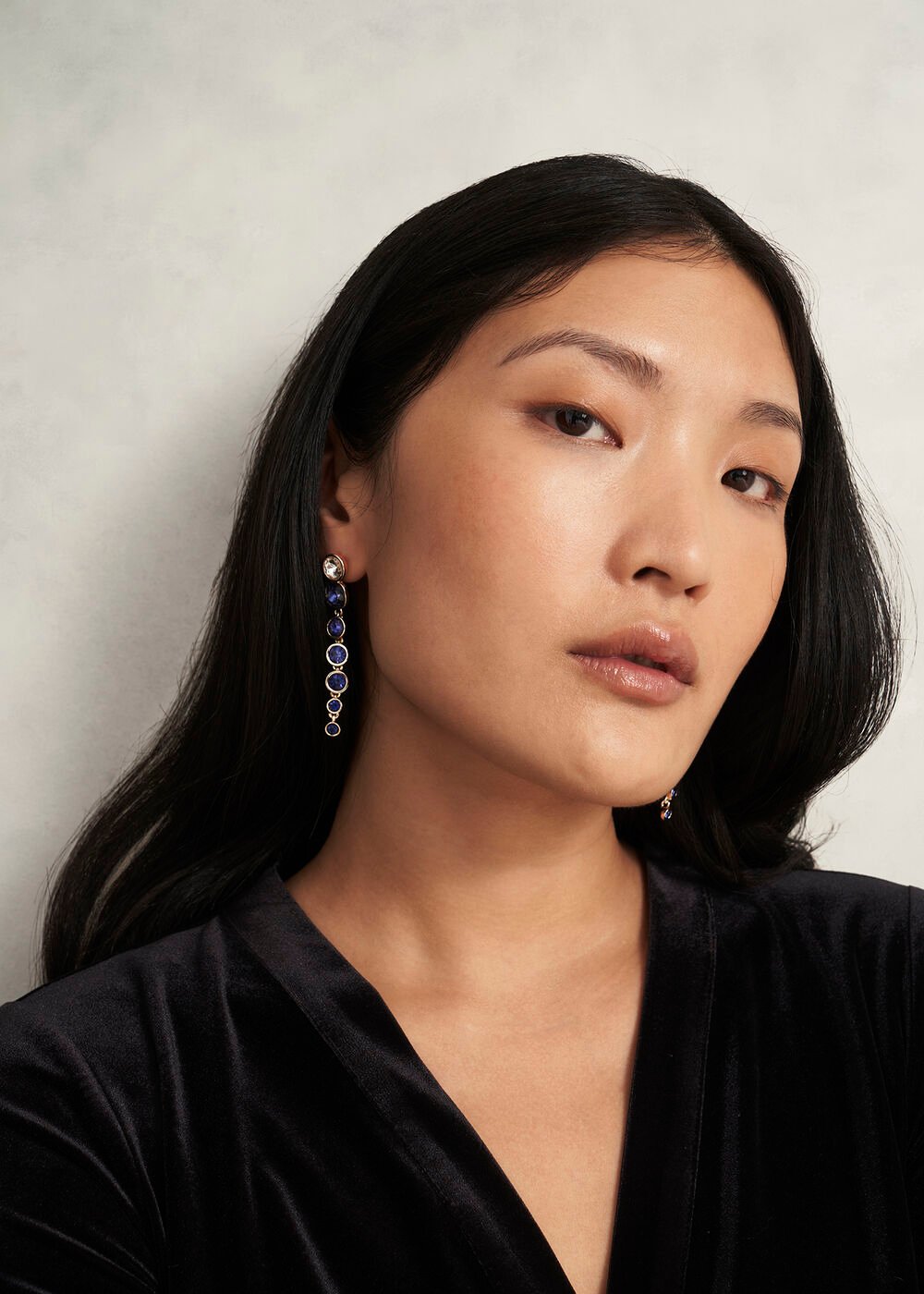 Amica Earrings, Navy Gold, hi-res