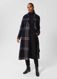 Peggy Belted Coat, Navy Multi, hi-res