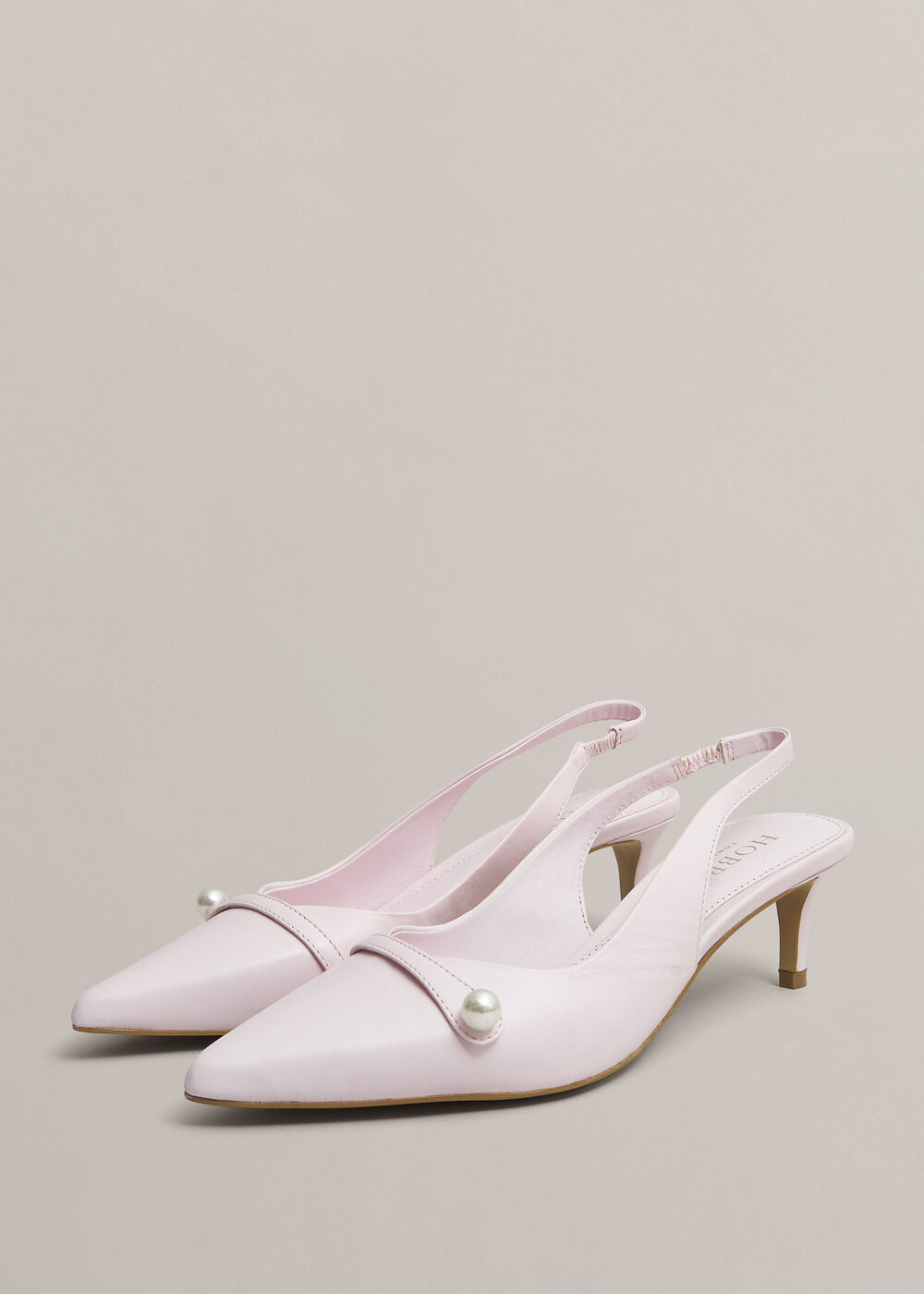Serena Leather Slingbacks, Pale Pink, hi-res