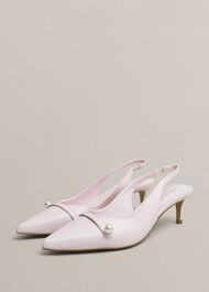 Serena Leather Slingbacks, Pale Pink, hi-res