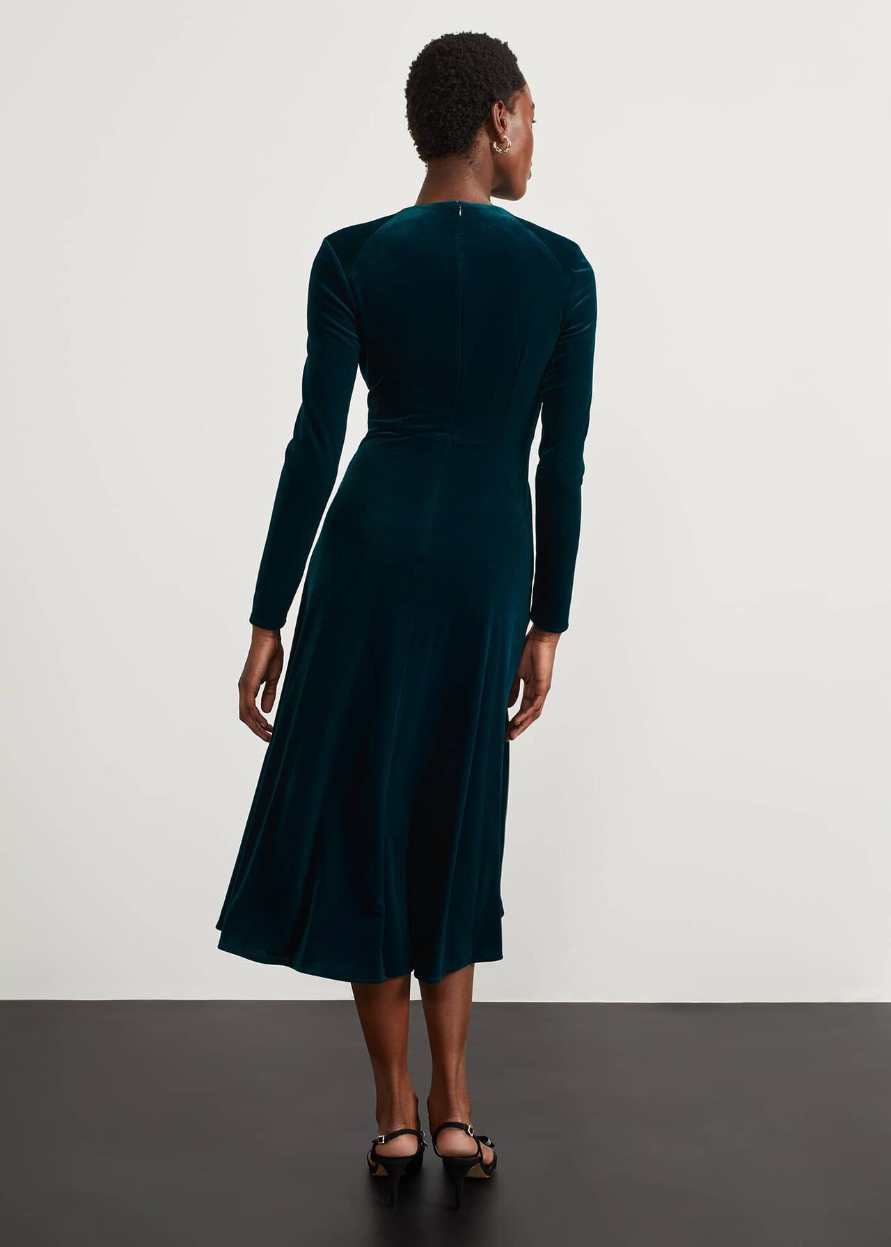 Clifton Velvet Dress, Deep Turquoise, hi-res