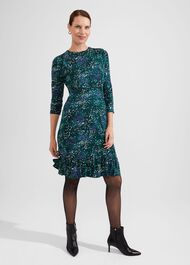Ami Jersey Dress, Teal Multi, hi-res