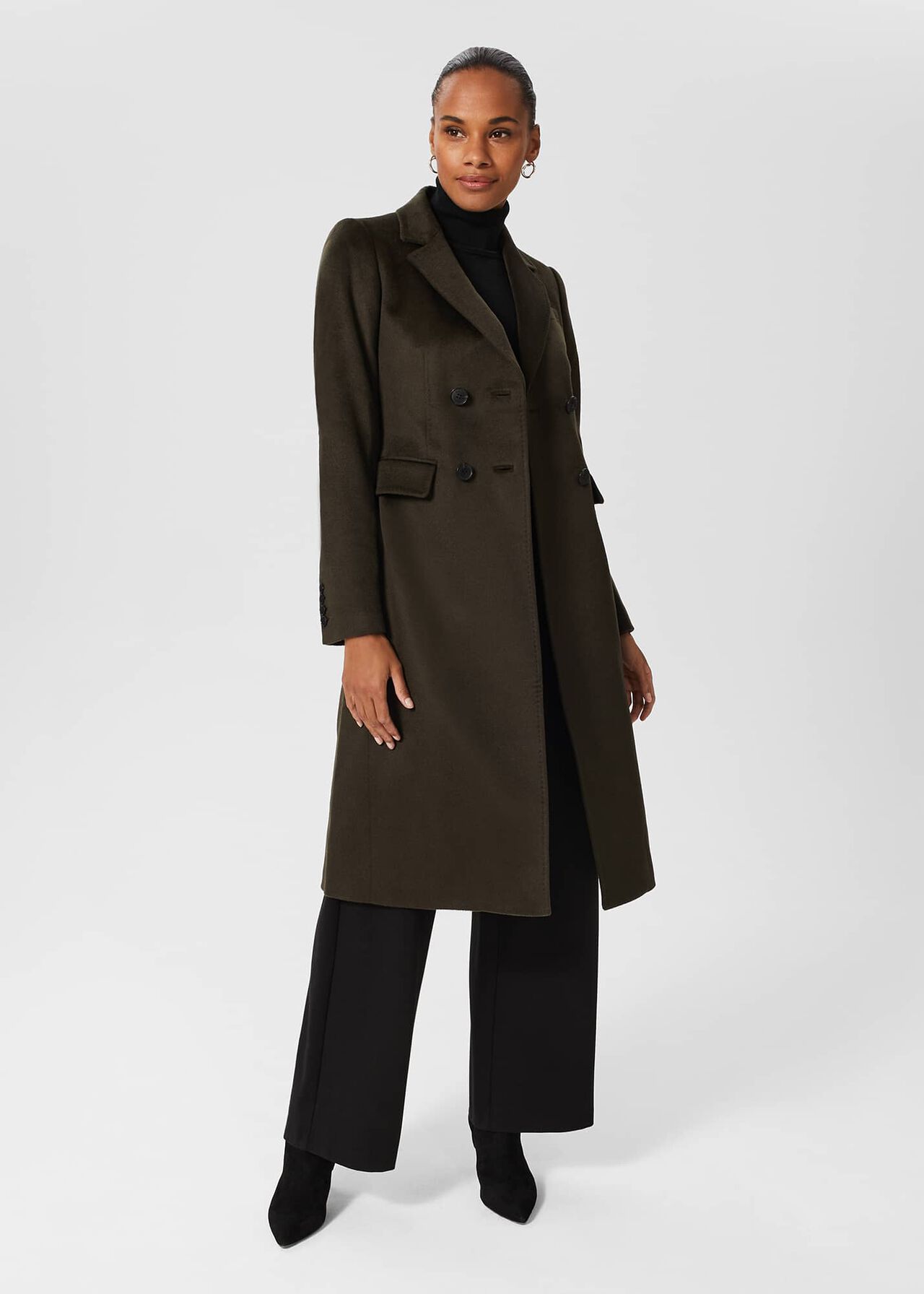Elva Wool Coat, Dark Olive, hi-res