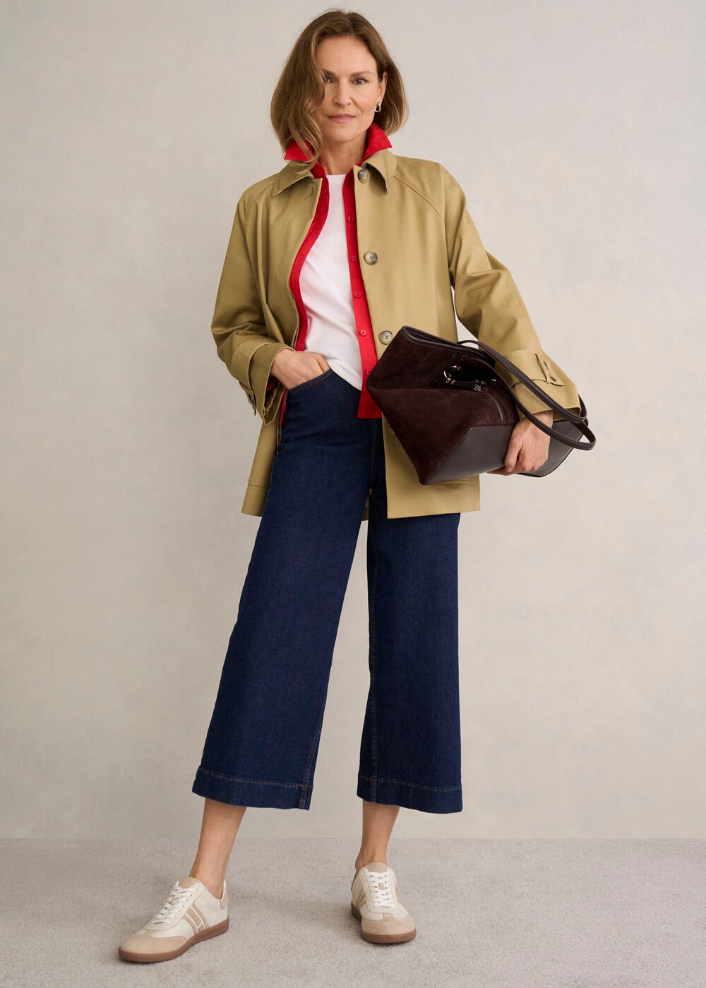 Khloe Leather Trainers, Ivory Beige, hi-res