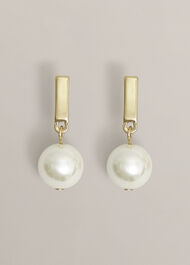 Aria Pearl Earrings, Ivory Gold, hi-res