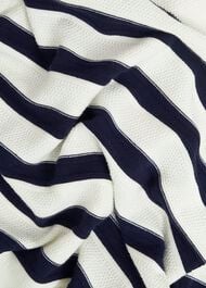 Amoura Striped Cotton Jumper, Ivory Navy, hi-res