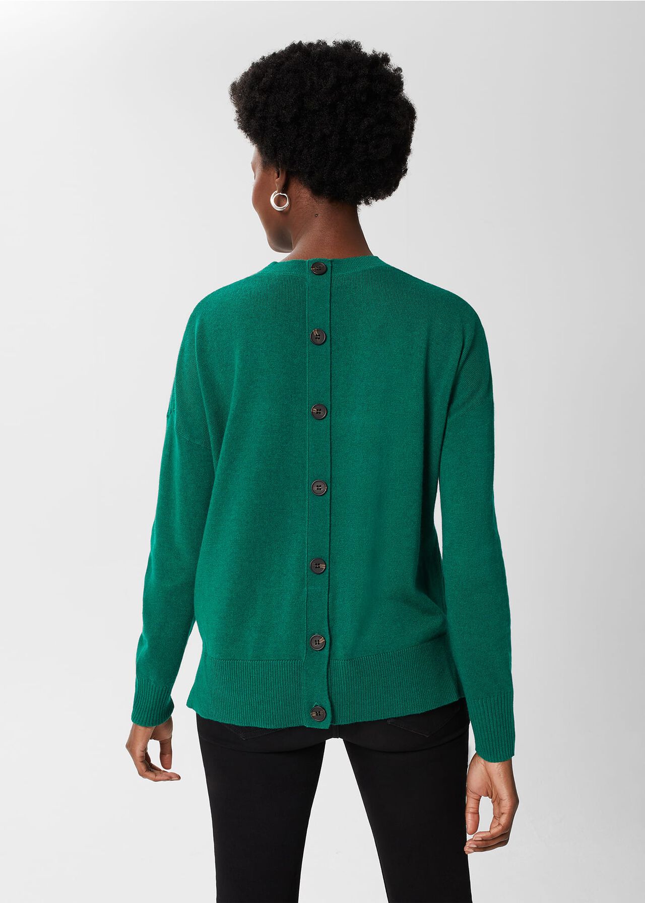 Lydia Button Jumper, Ocean Green, hi-res