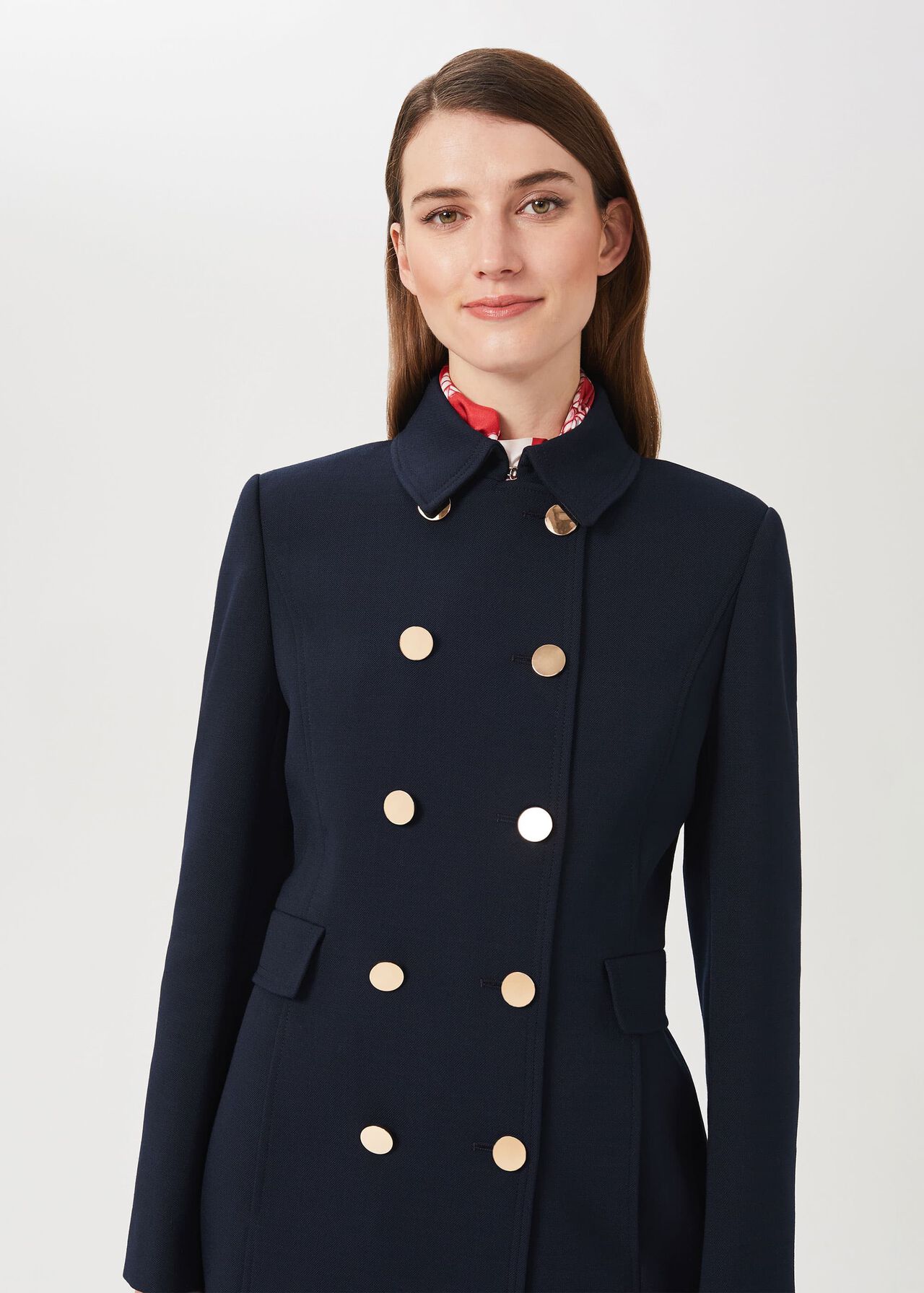 Cecelia Military Coat With Wool, Navy, hi-res