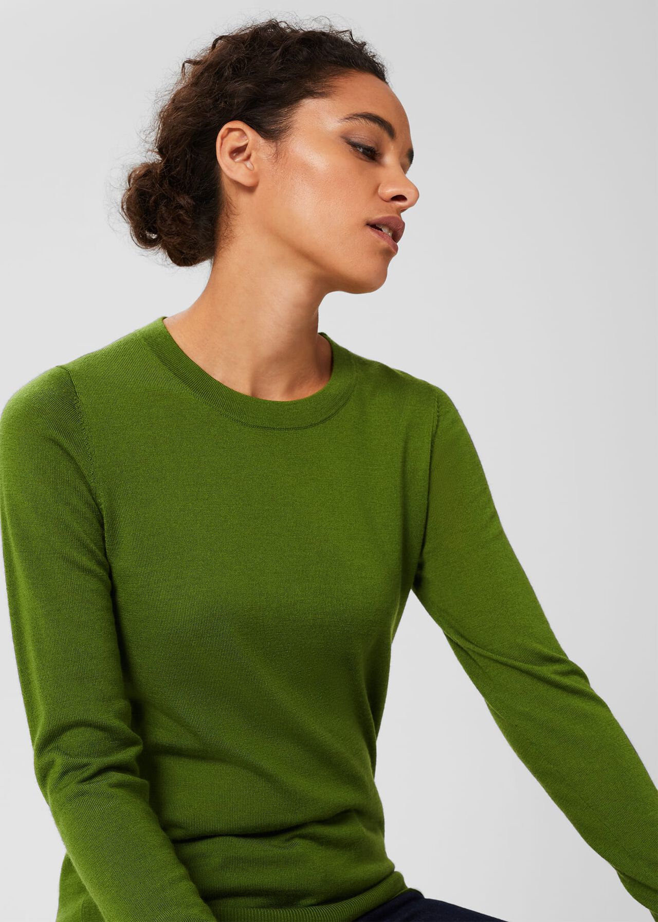 Penny Merino Wool Jumper, Cactus Green, hi-res