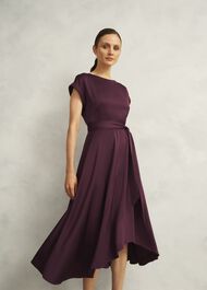Agnes Satin Tie Dress, Onyx Red, hi-res